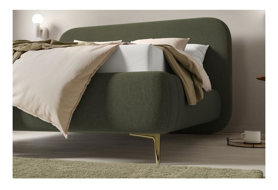 Bračni krevet 160 cm Mononoke 160 (s podnicom) (zelena + zlatna)