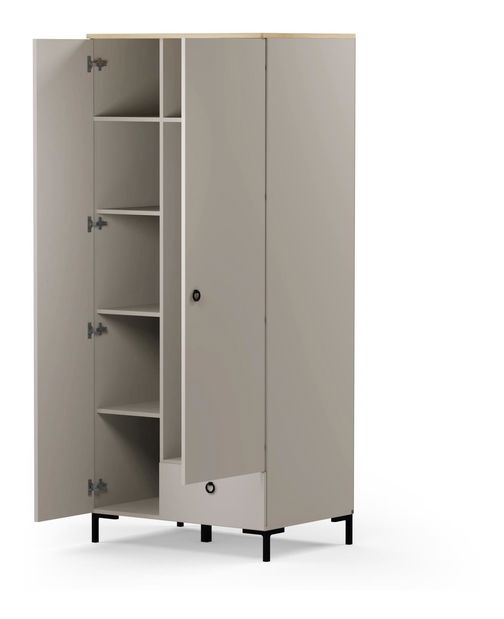Ormar za garderobu Demandaron 1 (taupe + hrast silverjack) 