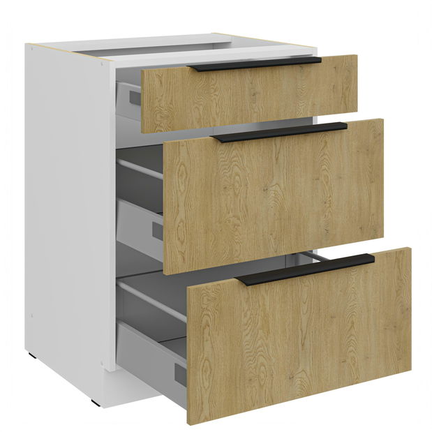 Donji kuhinjski ormarić Carminia 60 D 3S BB PREMIUM BOX (hrast cremona + bijela)