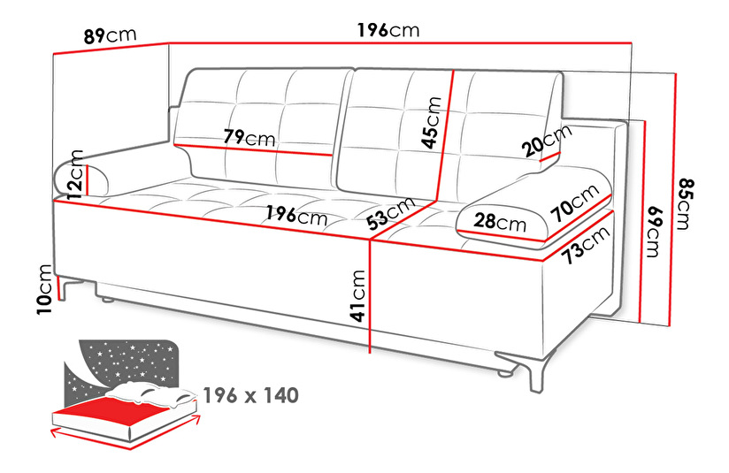 Sofa na razvlačenje Arkadea (bež) (s prostorom za odlaganje)