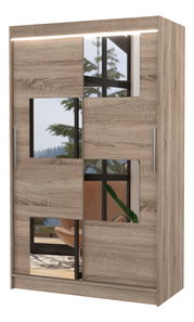 Ruhásszekrény Lagneo (trüffel) (LED világítással) (tükörrel)