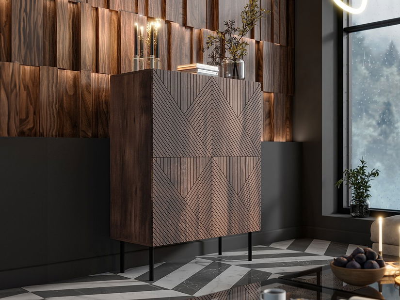 Ormarić Azanat 89 4D (orah warmia + crna) 