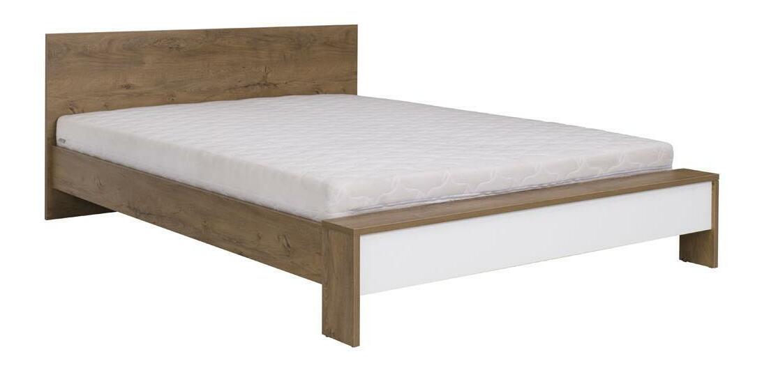 Pat matrimonial 160x200 cm Lataressa 1 (stejar burgund + alb lucios) (cu somieră)