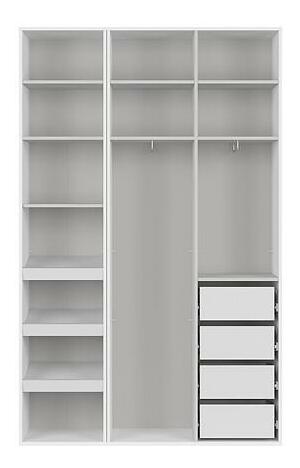 Dulap de haine Flex 23 (alb + gri) (cu oglindă)