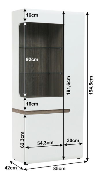 Vitrína Lysander Typ 05 LTV-04/3D-1S