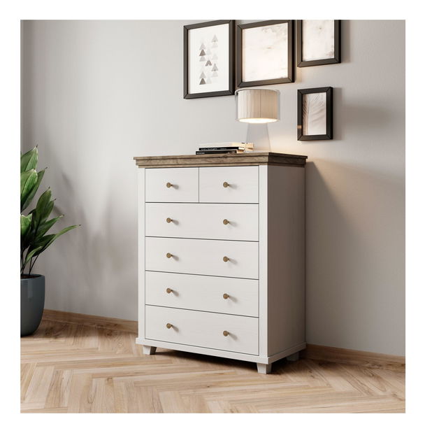 Komód Elvina S Typ 45 (fehér hamu + lefkas tölgy)