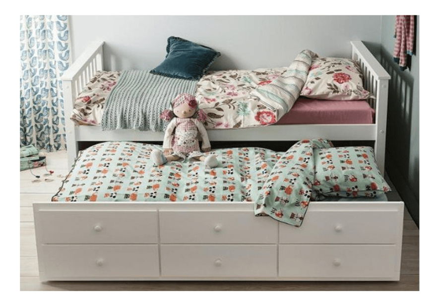 Krevet na razvlačenje 90 cm Aduban (bijela) (s podnicom i prostorom za odlaganje)