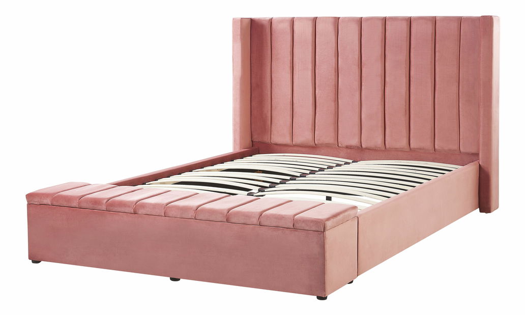 Manželská posteľ 160 cm NAIROBI (textil) (ružová) (s roštom)