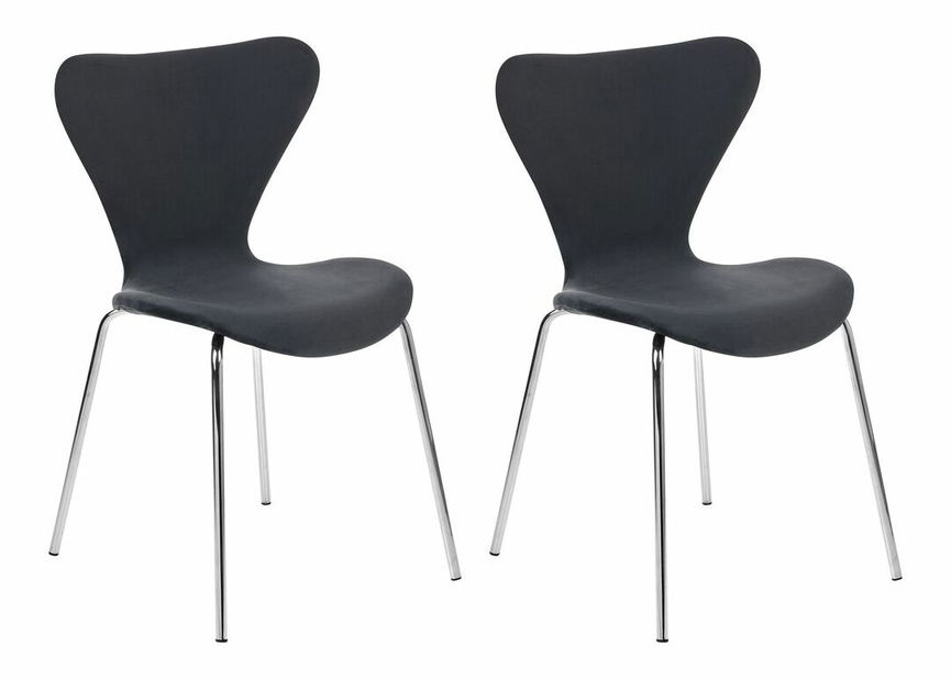 Set 2 ks jedálenských stoličiek Baylor (čierna + strieborná)