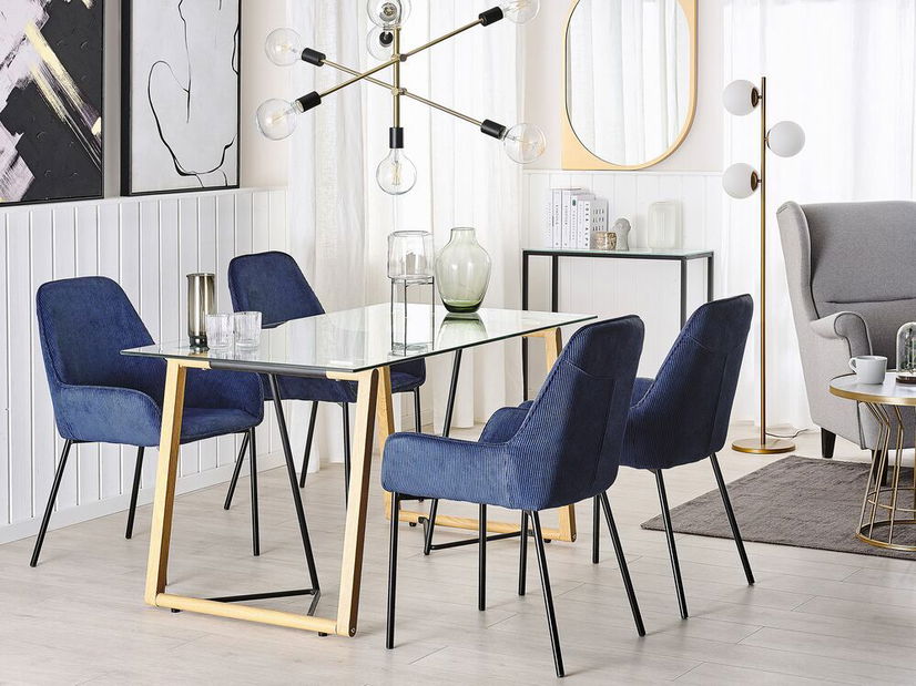 Jedálenský stôl TAMIRA (čierna + sklo) (pre 6 osôb)