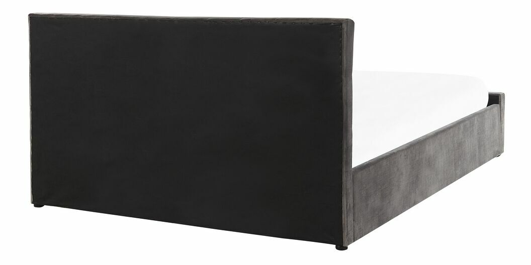 Pat matrimonial 160 cm AMESIA (gri) (cu somieră și sp. depozitare)