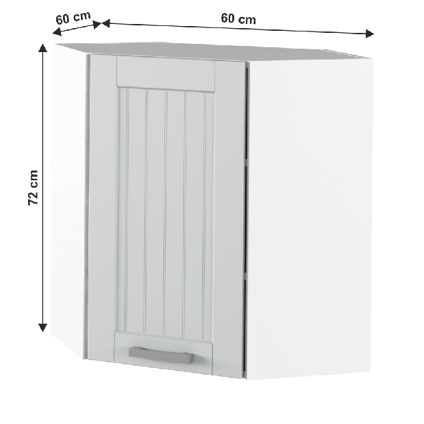 Dulap superior de bucătărie, de colț Janne Typ 10 (gri deschis + alb)