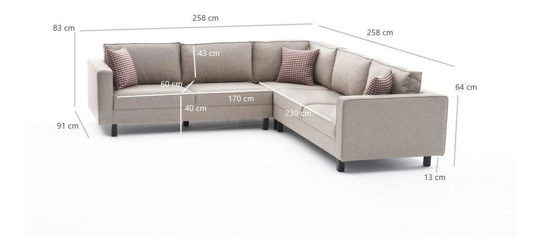 Colțar Kalen 2 (crem + negru)