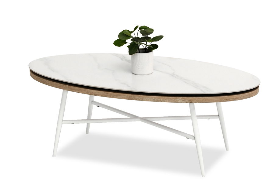 Măsuță de cafea Tivoli (marmură albă + alb)