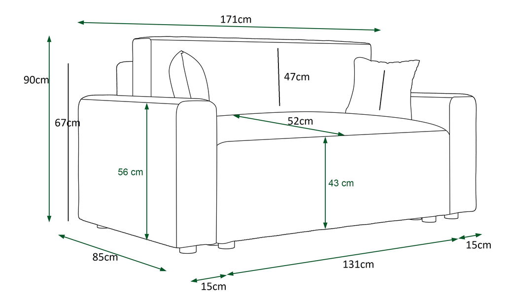 Canapea două locuri Mirage Bis (capuccino)