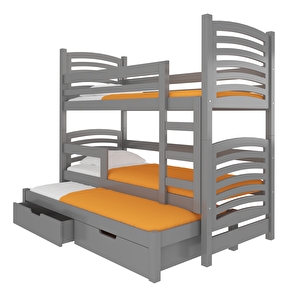 Dječji krevet na kat 180x75 cm Stanislava (s podnicom i madracem) (siva)