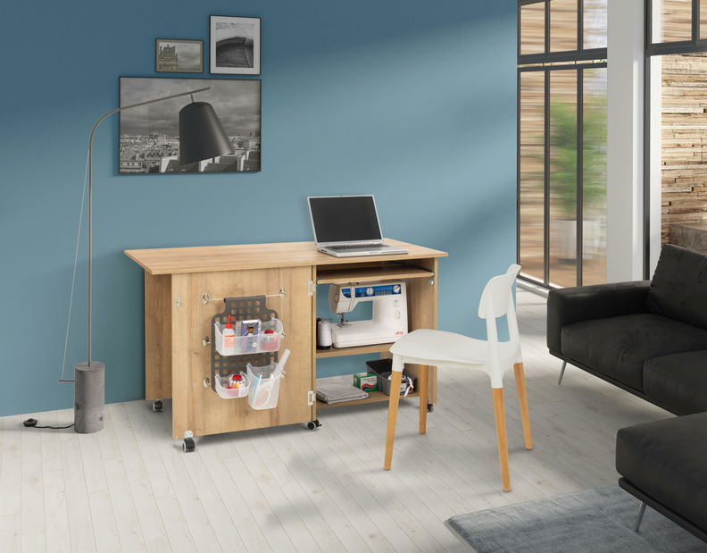 Masă de lucru pe roți Wernalo 1 (stejar riviera)