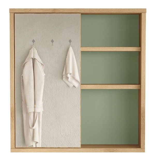 Fürdőszoba szekrény Nammy (tölgy + zöld) 