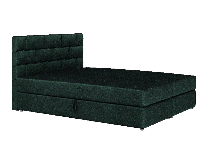 Pat matrimonial Boxspring 160x200 cm Waller (verde închis) (cu somieră și saltea)