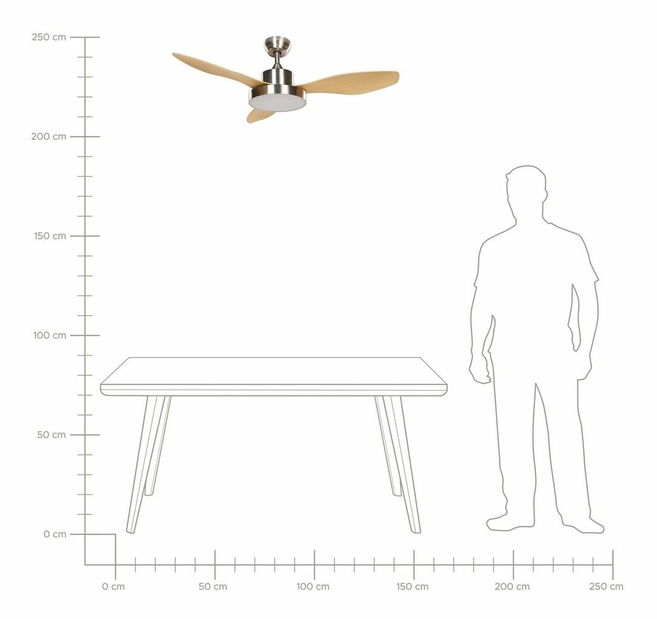 Mennyezeti ventilátor lámpával Brunilda (ezüst)