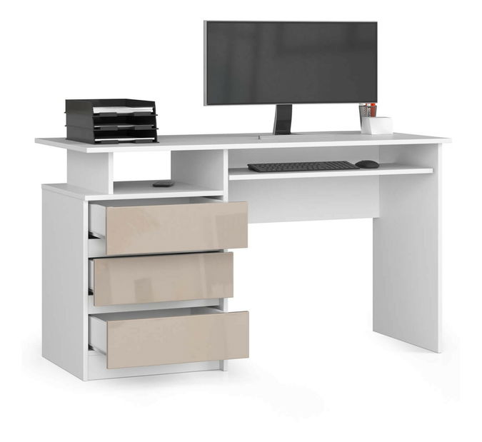 Masă PC Bronte (Alb + Cappuccino lucios)