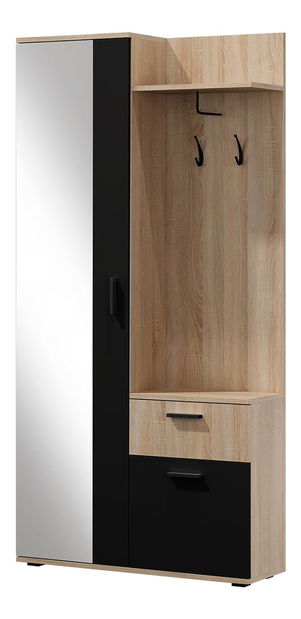 Predsieň Cless (dub artisan + čierna) (so zrkadlom) *bazár