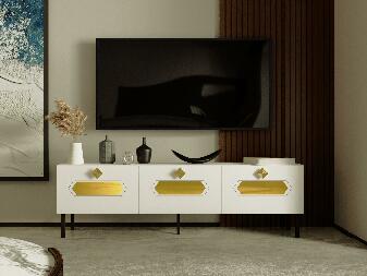 TV asztal/szekrény Vudebi (fehér + arany) 