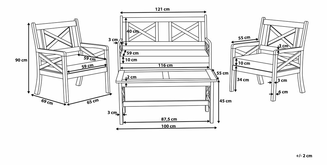 Set canapele pentru grădină Balet (albastru marin)