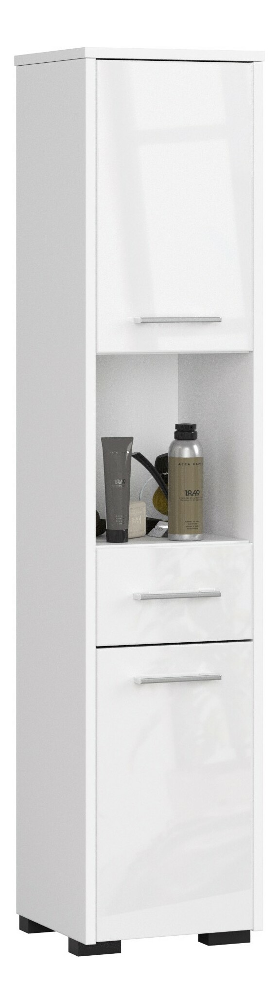 Kúpelňová skrinka Fulgor 2D 1SZ 1W (biela + lesk biely)