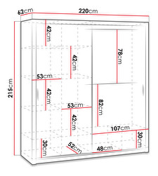 Šatníková skriňa SZ220 KE10 Koloman (Biela)