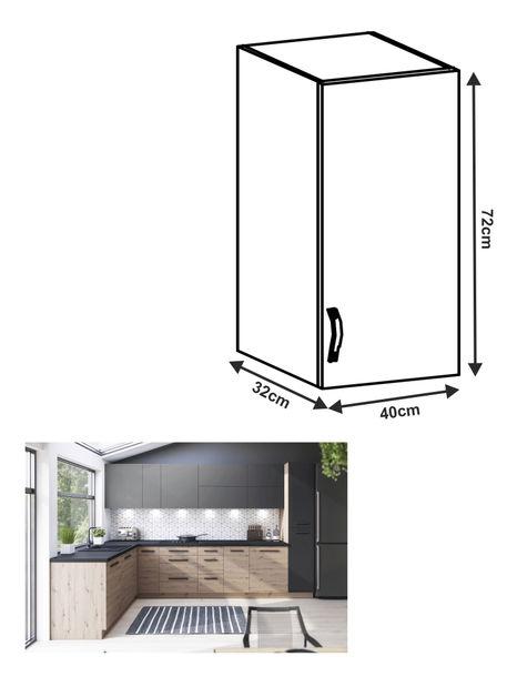 Dulap superior de bucătărie G40 Langari (stejar artisan) (D) 