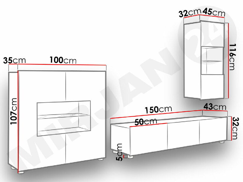 Obývacia stena Bralani VII (LED modré) *výpredaj