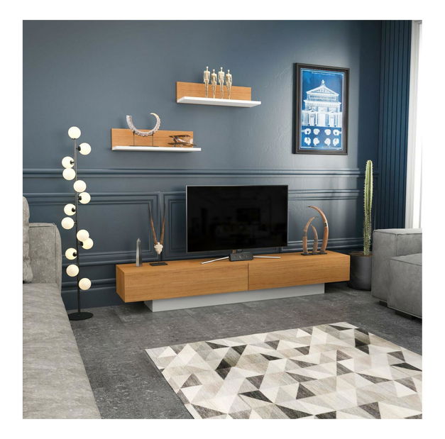 Mobilier living Lusalona (alb + teak)