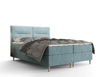 Bračni krevet  Boxspring 180 cm Saruta (sivo plava) (s madracem i prostorom za odlaganje)