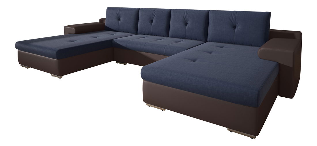 Rohová sedačka U Marlon (modrá + hnedá) (P)