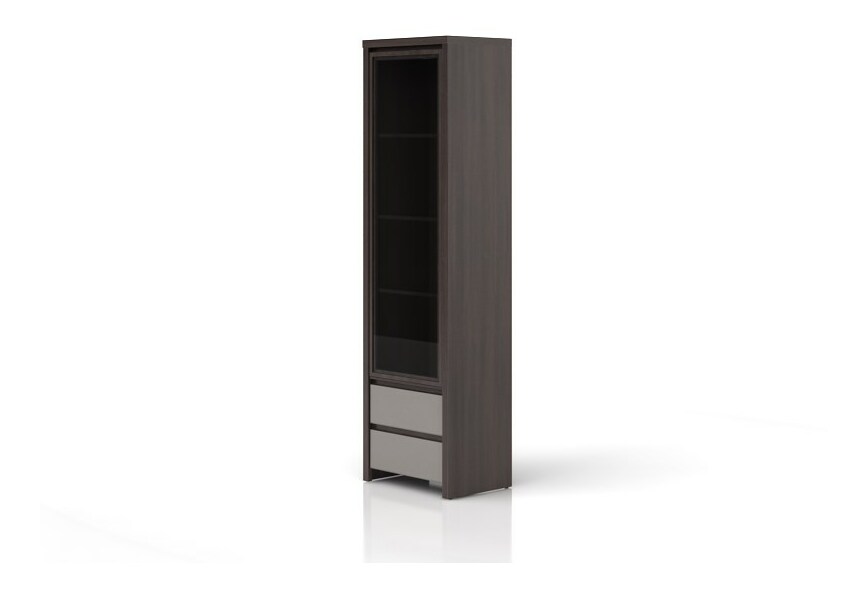 Vitrinek szekrény Kasey REG1W2SL (B/J) (wenge + magasfényű szürke)