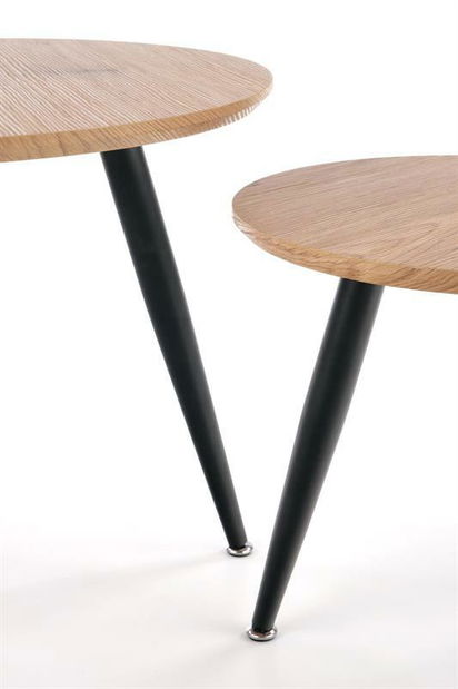 Set 2 kom. stolića za kavu Messi (hrast zlatni + crna)