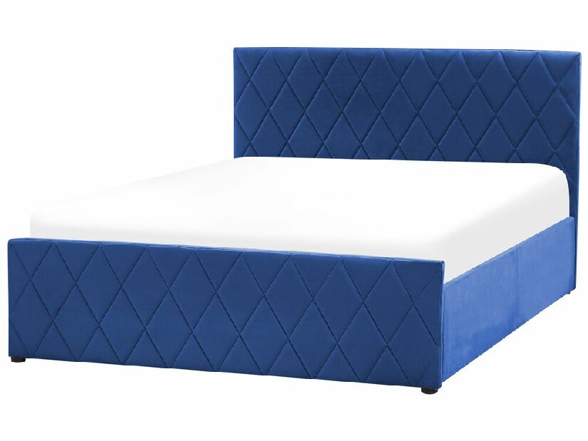 Manželská posteľ 140 cm Rhett (modrá) (s roštom a úložným priestorom)