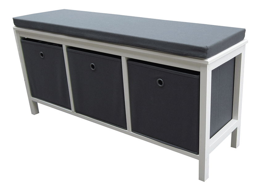 Bancă (cu spațiu depozitare) Dacapo TYP 3 (Alb + gri)