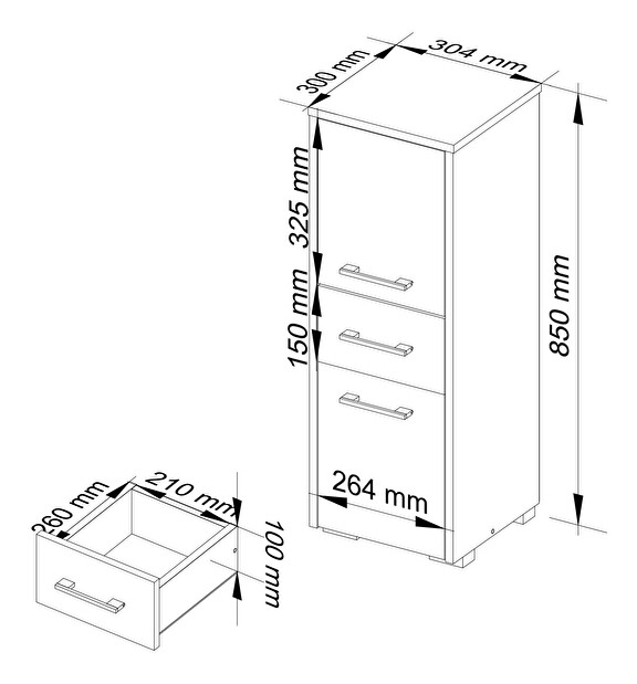 Dulap de baie Farid TYP6 (alb + gri)