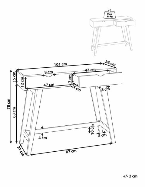 Konzolový stolík Sall (biela)