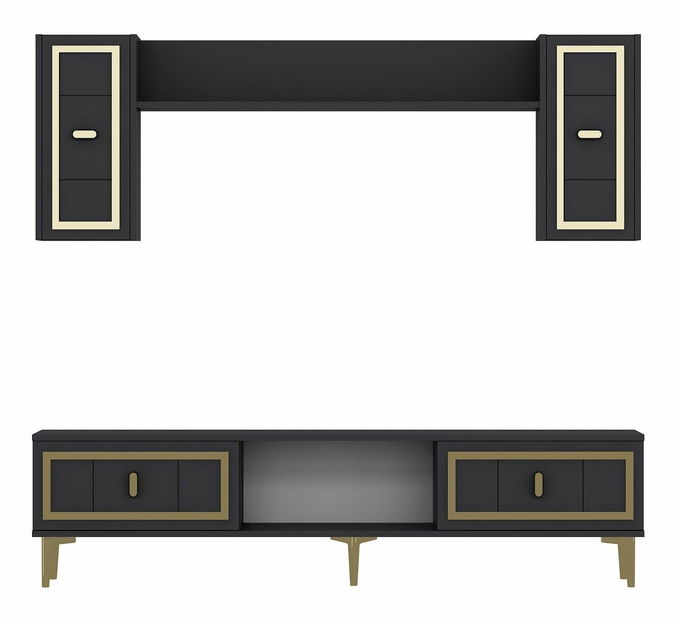 Obývacia stena Orino (antracit + zlatá)