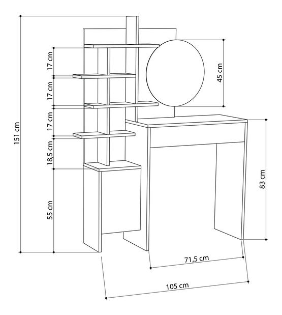 Masă de toaletă Molly (Alb)