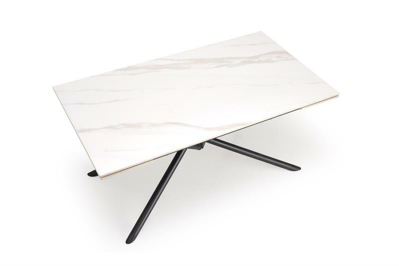 Rozkladací jedálenský stôl Victory (biely mramor + čierna) *výpredaj