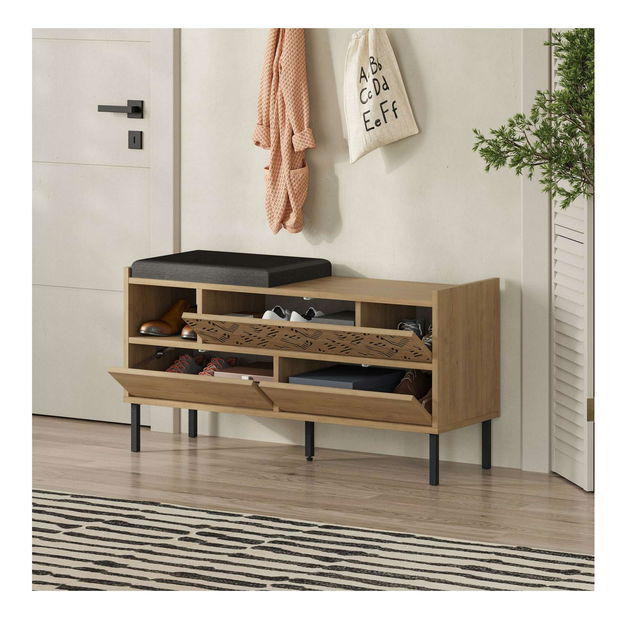 Dulap pentru pantofi Heton (Stejar zafir + Stejar) 