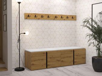 Előszoba Timothy VII (artisan tölgy + artisan tölgy + fekete) (öko-bőr Soft 017 (fehér))