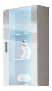 Vitrína Belario B2 (biela + lesk biely) (osvetlenie LED biele)