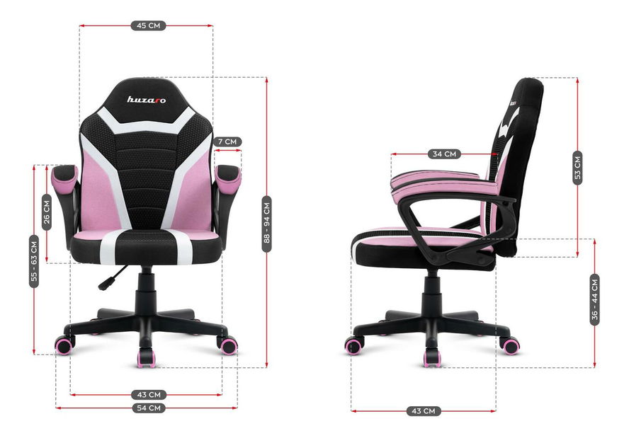 Scaun gaming pentru copii Rover 1 (negru + roz)