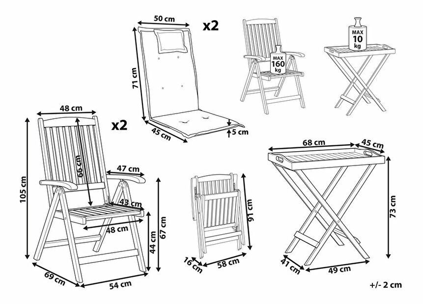 Set mobilier de grădină Amati (lemn închis + gri)