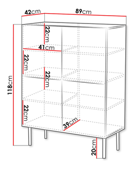 Dulap Azanat 89 4D (Nuc warmia + Negru) 